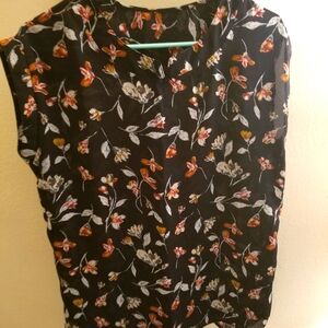 SHEIN Floral Navy Blue Sleeveless Top Size L